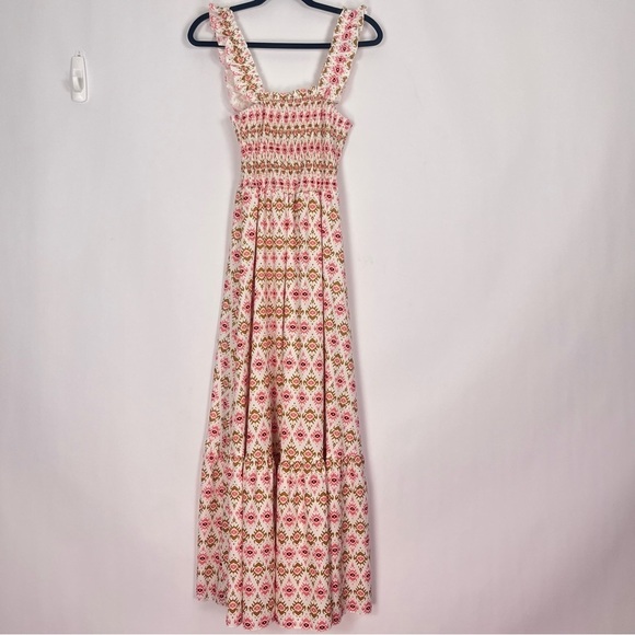 Shein Women’s Maxi Print Dress Sz Small White Pink - Picture 3 of 8